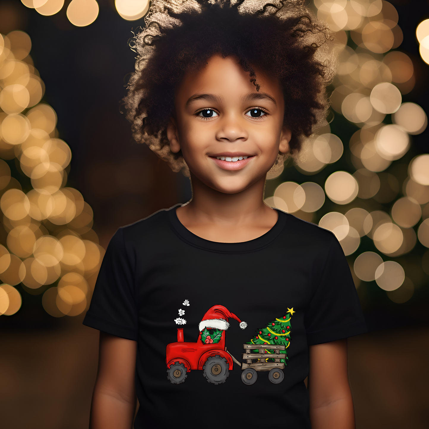 Christmas Tractor Cotton T-Shirt