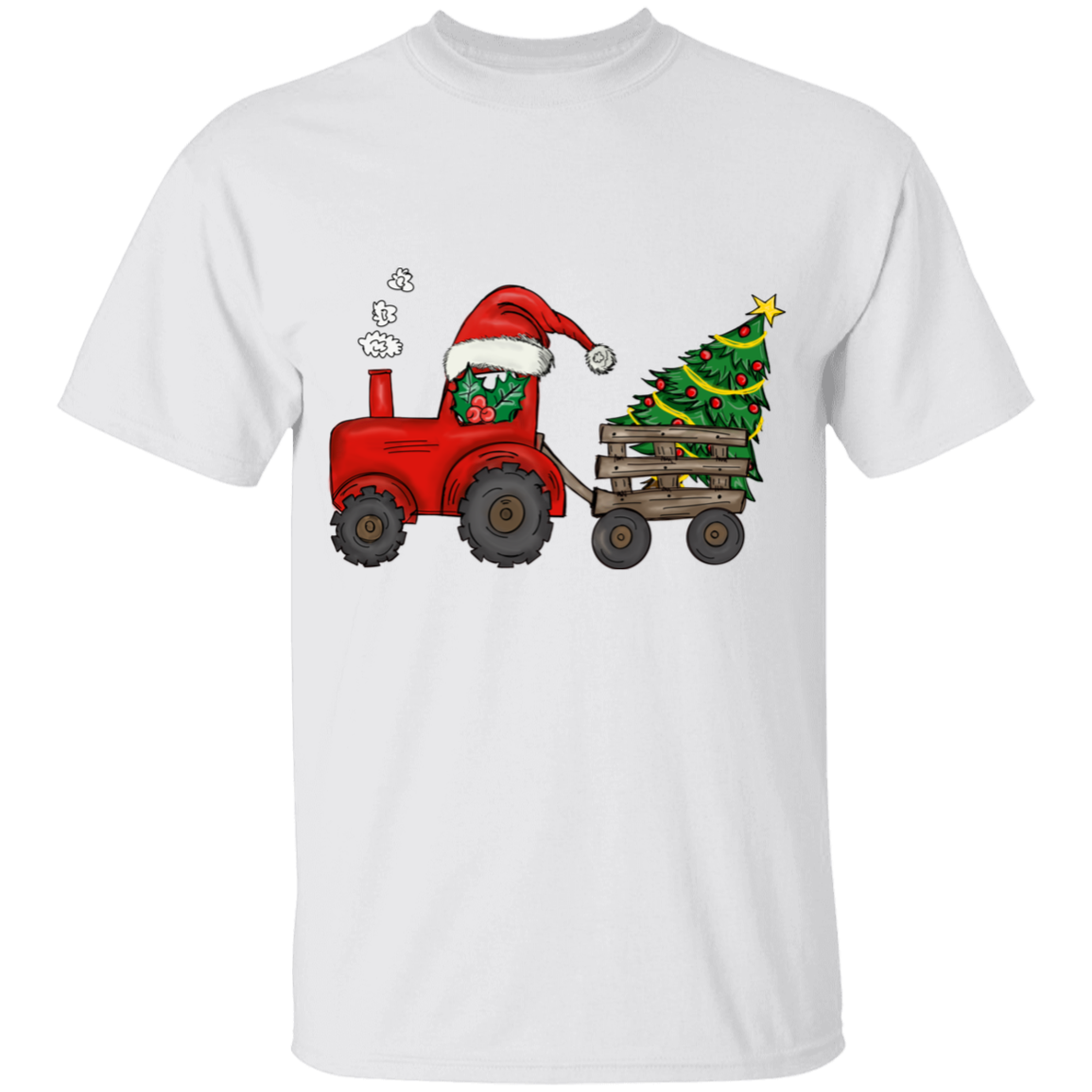 Christmas Tractor Cotton T-Shirt