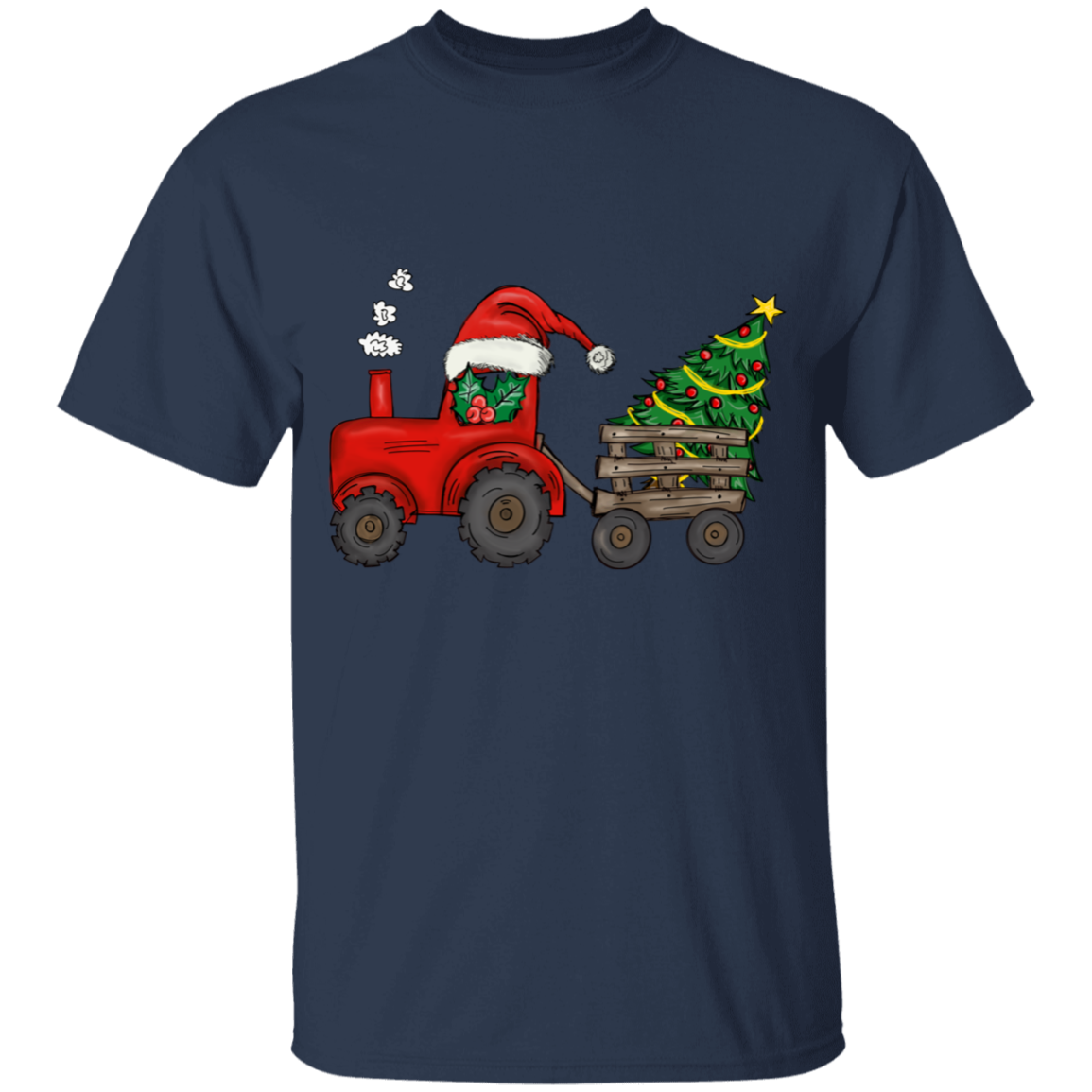 Christmas Tractor Cotton T-Shirt