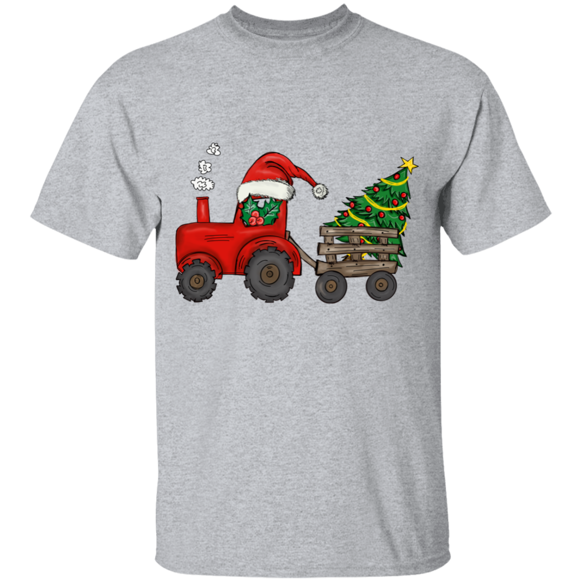 Christmas Tractor Cotton T-Shirt